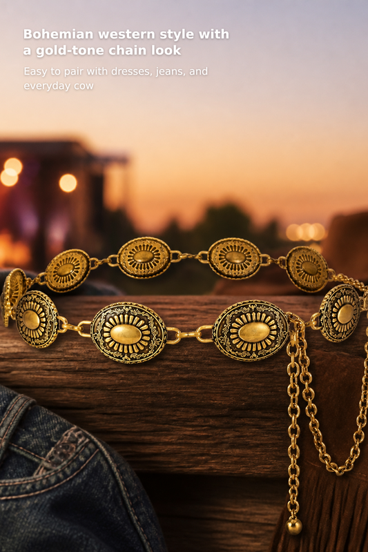 Women’s Gold-Tone Western Boho Chain Belt
